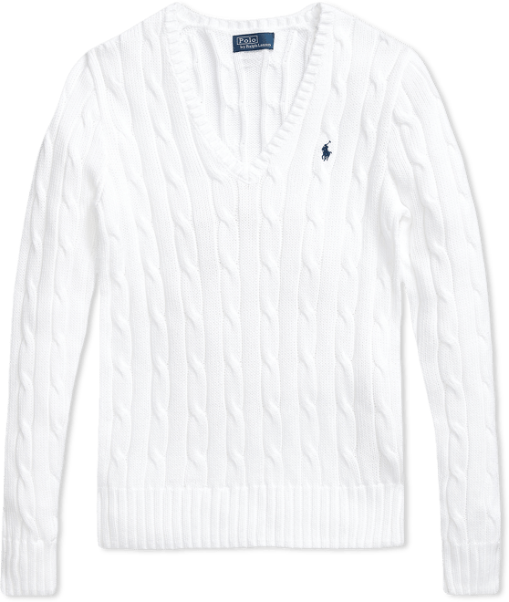 Women's Cable-Knit Cotton V-Neck Sweater