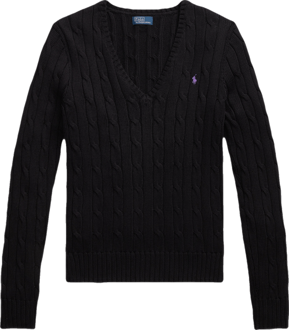 Women's Cable-Knit Cotton V-Neck Sweater