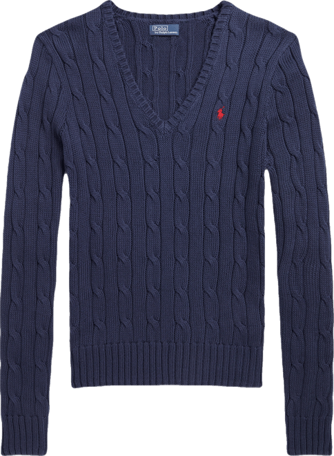 Women's Cable-Knit Cotton V-Neck Sweater