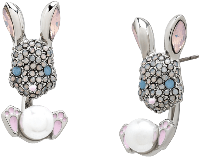 Faux Stone Spring Bunny Barbell Jacket Earring
