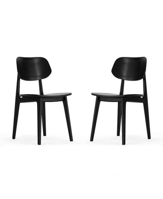 Gentry Set Of 2 Solid Wood Dining Chairs With Curved Oval Backrests