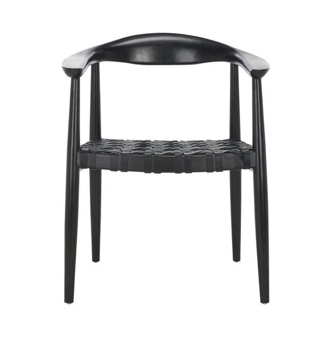 Walda Leather Woven Accent Chair