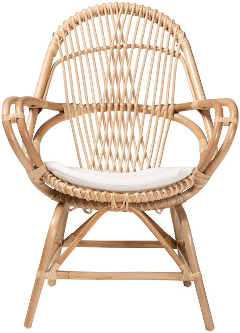 29" Upholstered and Finished Rattan Jayden Modern Bohemian Accent Chair