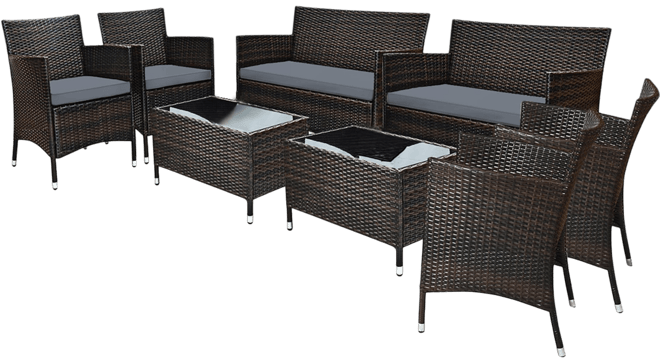 8 Pcs Rattan Outdoor Patio Conversation Set Wicker Furniture Set w/ Chair Loveseat