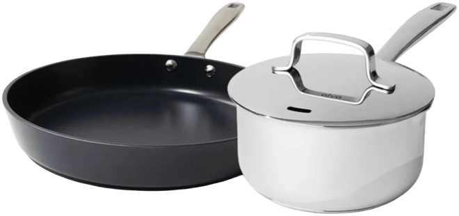 Maestro Mini Cookware Duo – 8" Ceramic Nonstick Fry Pan & 1.7Qt Stainless Saucepan with Lid