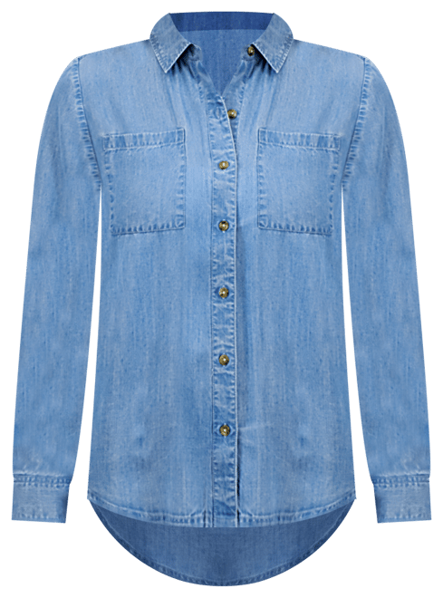 Petite Chambray Button-Down Perfect Shirt, Exclusively at Macy's