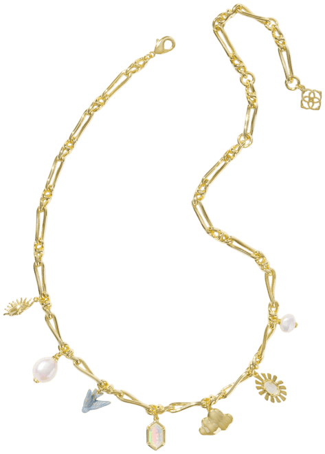 14k Gold-Plated Mixed Charm Necklace, 18" + 3" extender