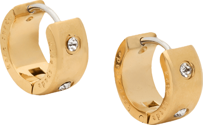 Small Pave Chunky Huggie Hoop Earrings, 0.5"