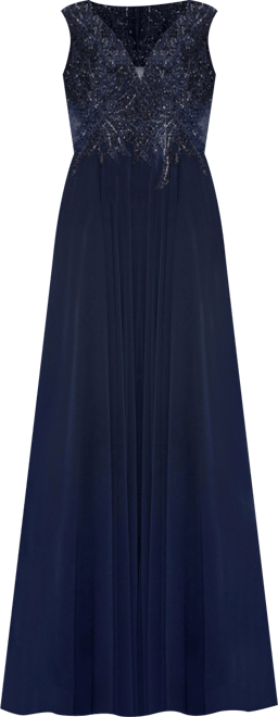 Women's Appliqued Cap Sleeve Bodice Flowy Gown