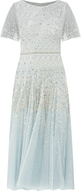 Women's Flounce Sleeve Tea Length Dress