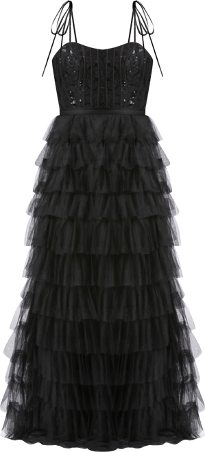 Women's Ieena Sequined Bustier Tiered Ruffle Gown