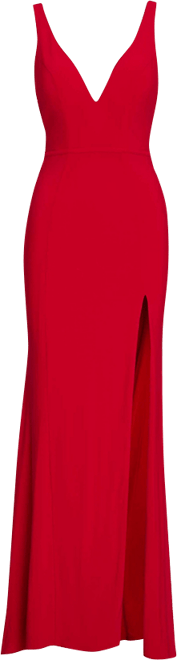 Women's Ieena Plunge Neck High Slit Gown