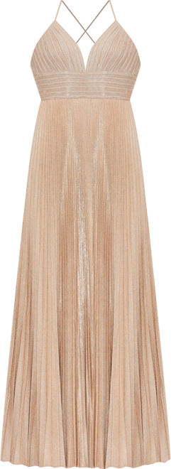 Women's Ieena Shimmer Pleated V-Neck Open Back Gown