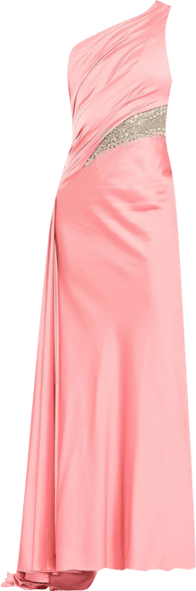 Women's One Shoulder Embellished Satin Gown