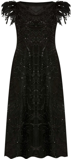 Women's Feather Shoulder Embellished Dress