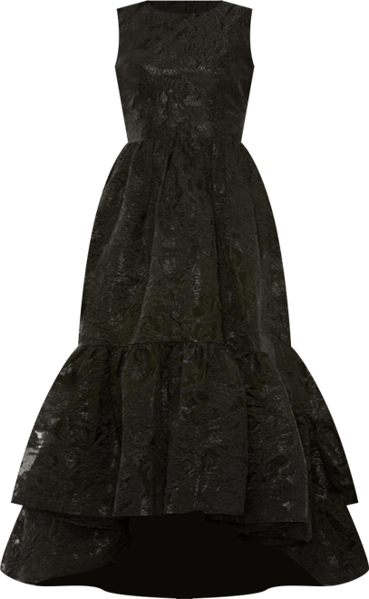 Women's Sleeveless Full High Low Brocade Gown