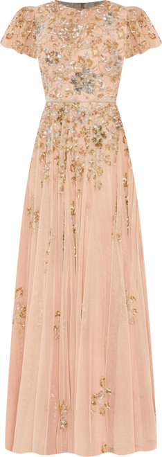 Mac Duggal Women's Embellished Butterfly Sleeve High Neck
