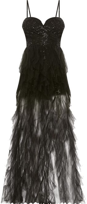 Women's Ieena Sequin Mini Dress With High Low Ruffle Tiered Train