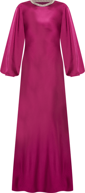 Women's Ieena Satin Long Blouson Sleeve Evening Gown