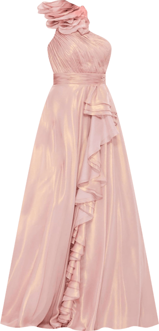 【Mac Duggal】虹色のワンショルダーロゼットボールガウン Mac Duggal Women's Iridescent One Shoulder Rosette Ball Gown