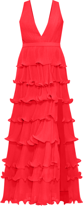 Mac Duggal Women's Sleeveless Ruffle Tiered V Neck Gown - Macy's