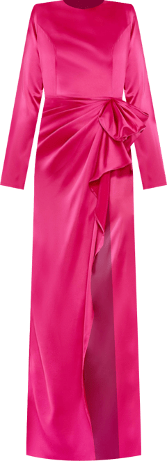 Women's Long Sleeve Structured Bow Draped Gown