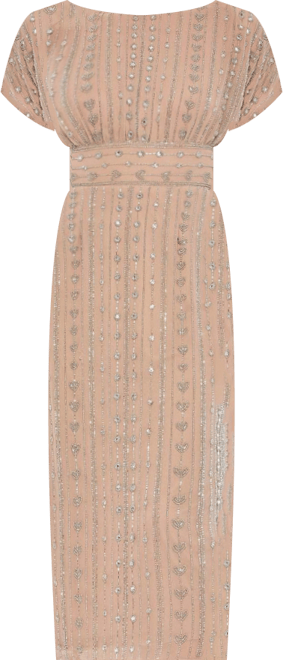 mac duggal women's beaded cap sleeve column midi dress Mac Duggal Beaded Cap Sleeve Column Midi Dress