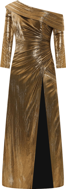 Women's Long Sleeve Off The Shoulder Metallic Gown