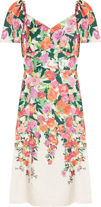 Women's Printed Sweetheart-Neck Fit & Flare Dress