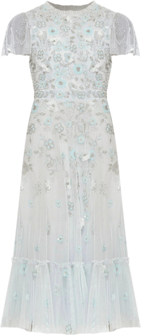 Women's Embellished High Neck Cap Sleeve A Line Dress