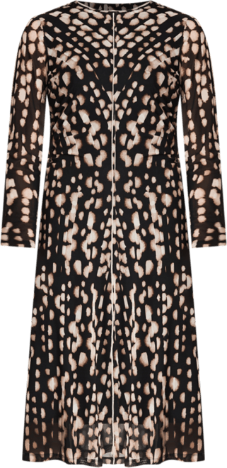 Women's Printed Long-Sleeve Pleated Dress