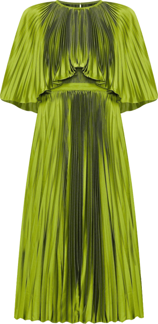 （間税込）Mac Duggal プリーツ ティーレングス ドレス プリーツケープレットティーレングスドレス - Mac Duggal