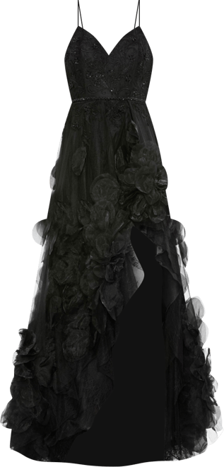 Women's Embellished Floral High Low Sleeveless Gown