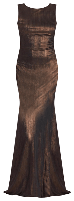 Women's Metallic Cowl Back Column Gown