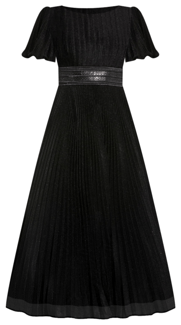 Women's Pleated Shimmering Georgette Flutter Sleeve Gown