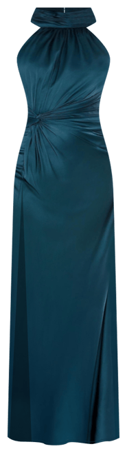 MAC DUGGAL サイドルーシュ オープンバック ハイネックガウン Mac Duggal Open Back High Neck Side Ruched Gown | Bloomingdale's