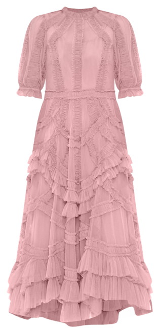 Women's High Neck Puff Sleeve Ruffle Tiered Dress