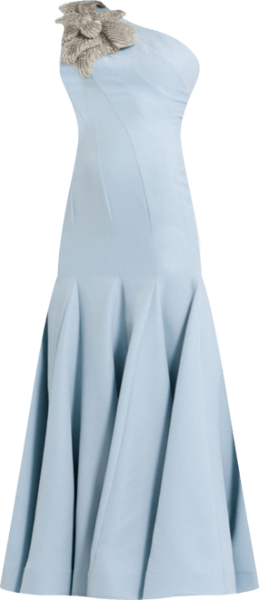 Women's Crepe One Shoulder Gown With Flower