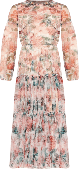 Women's Long Sleeve High Neck Long Balloon Sleeve Midi Dress