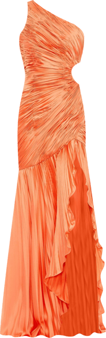 Women's Side Cut-Out One-Shoulder Pleated Gown