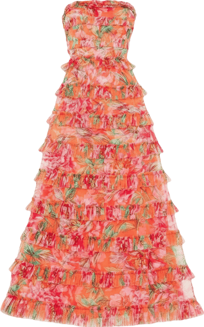 Women's Strapless Micro Ruffle Dress