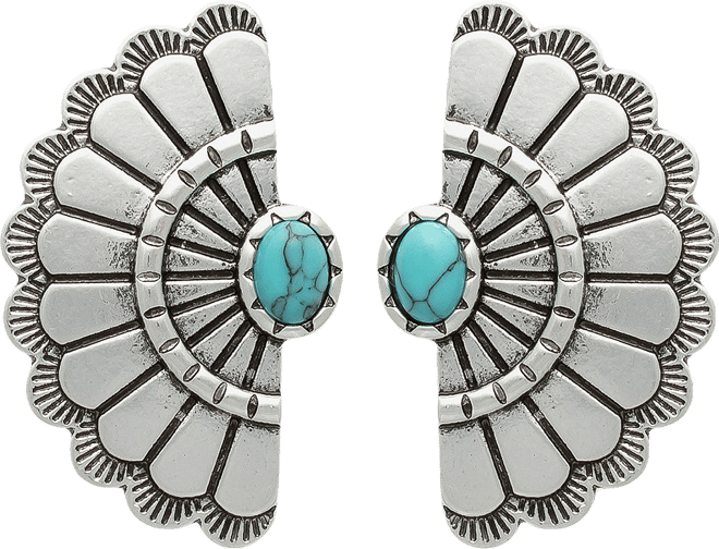 Bijoux Bar Silver Tone Blue Glass 22.5mm Stud Earrings