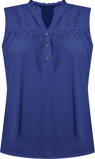 Petite Sleeveless Yoked Blouse Top