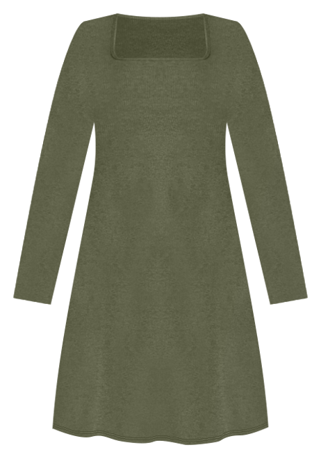 Women's Rib Long Sleeve Godet Dress