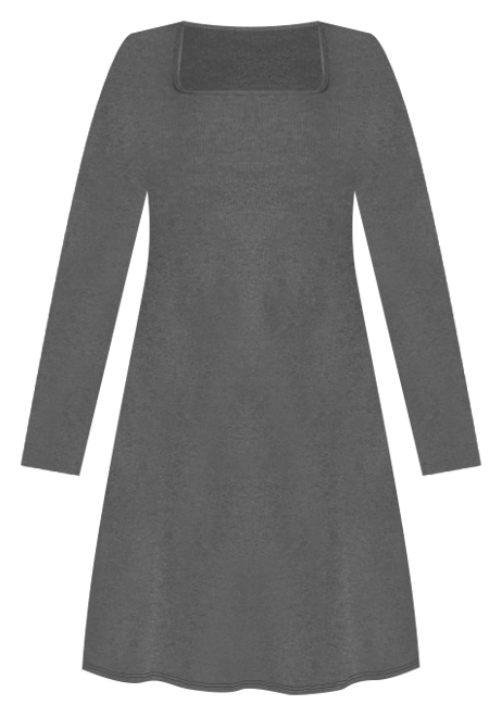 Women's Rib Long Sleeve Godet Dress