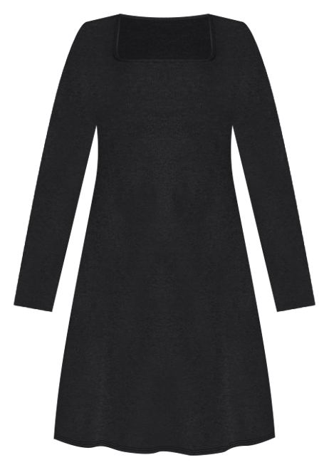 Women's Rib Long Sleeve Godet Dress