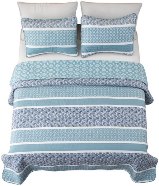 . Stripe & Paisley Microfiber Quilt Set With Shams