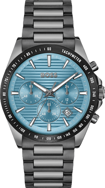 Men's Strike Quartz Chronograph Ionic Plated Gray Stainless-Steel Watch, 41mm