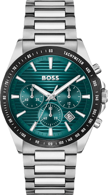 Men's Strike Quartz Chronograph Silver-Tone Stainless-Steel Watch, 41mm