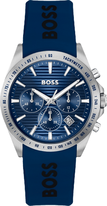 Men's Strike Quartz Chronograph Blue Silicone Watch, 41mm